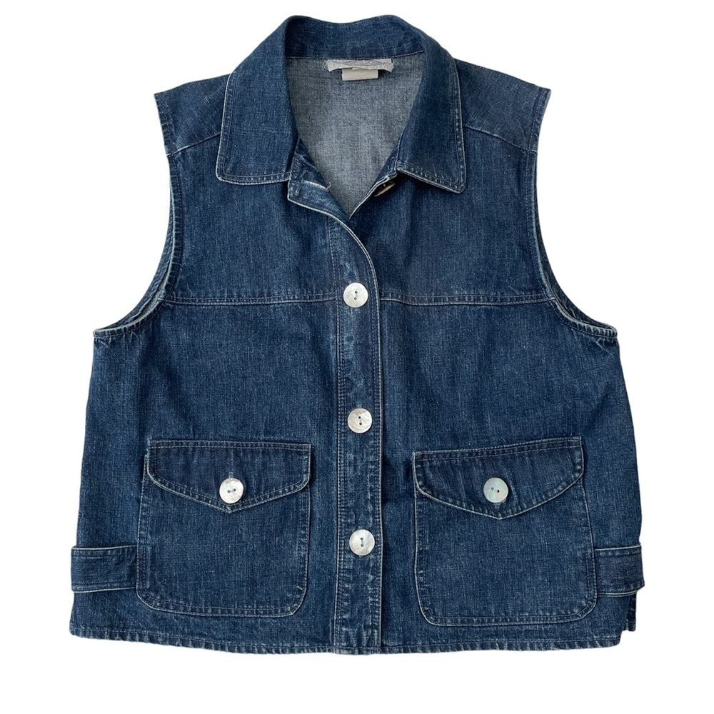 Vintage Stonebridge Blue Denim Button-down Vest Size Medium